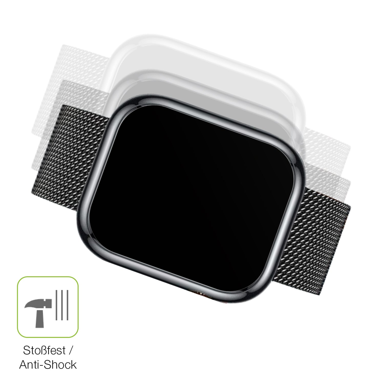 Schutz gegen Kratzer auf dem Ruxingx 1.47 Zoll Smartwatch Glas durch Schlüssel, Stöße gegen die Tischkante oder Stürze