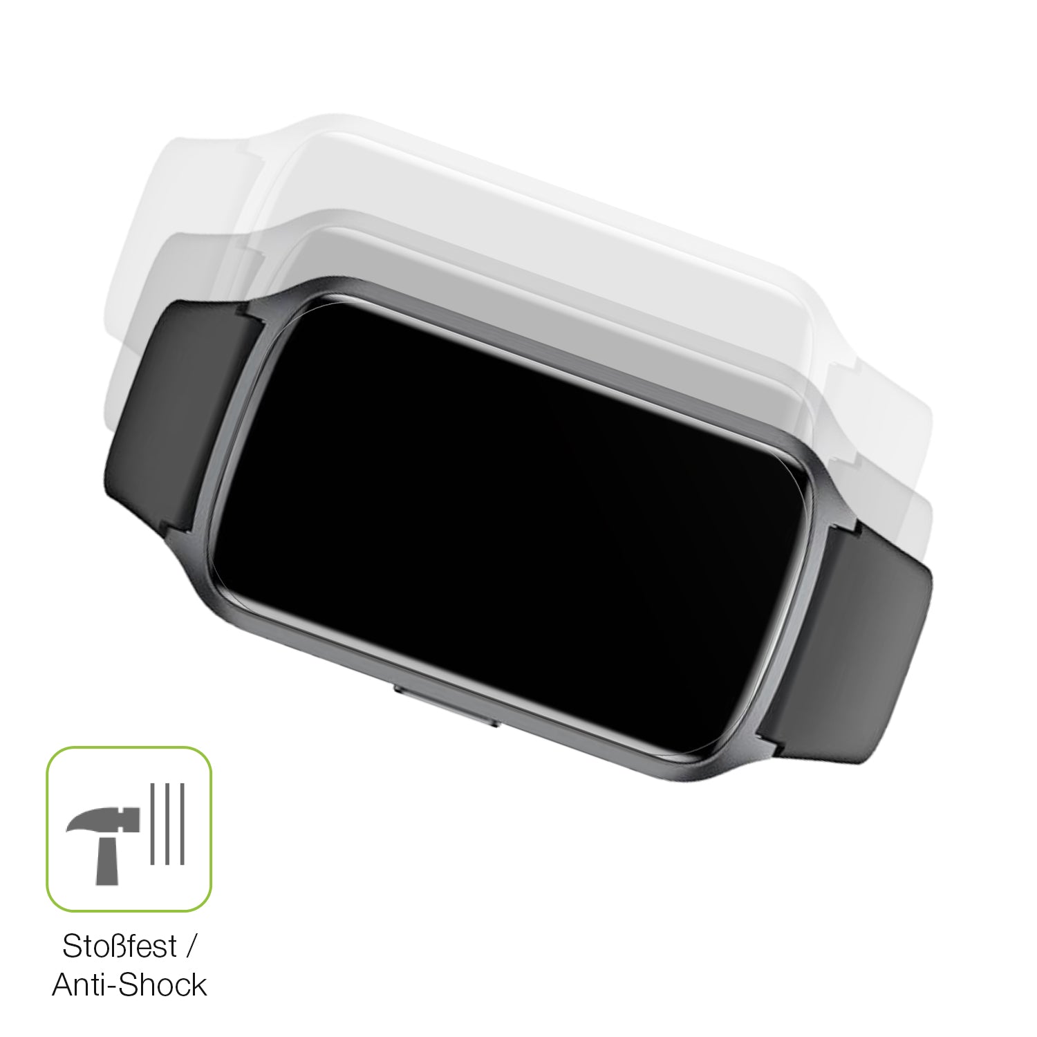 Schutz gegen Kratzer auf dem Sanorum Smartwatch 1.47 Zoll Glas durch Schlüssel, Stöße gegen die Tischkante oder Stürze
