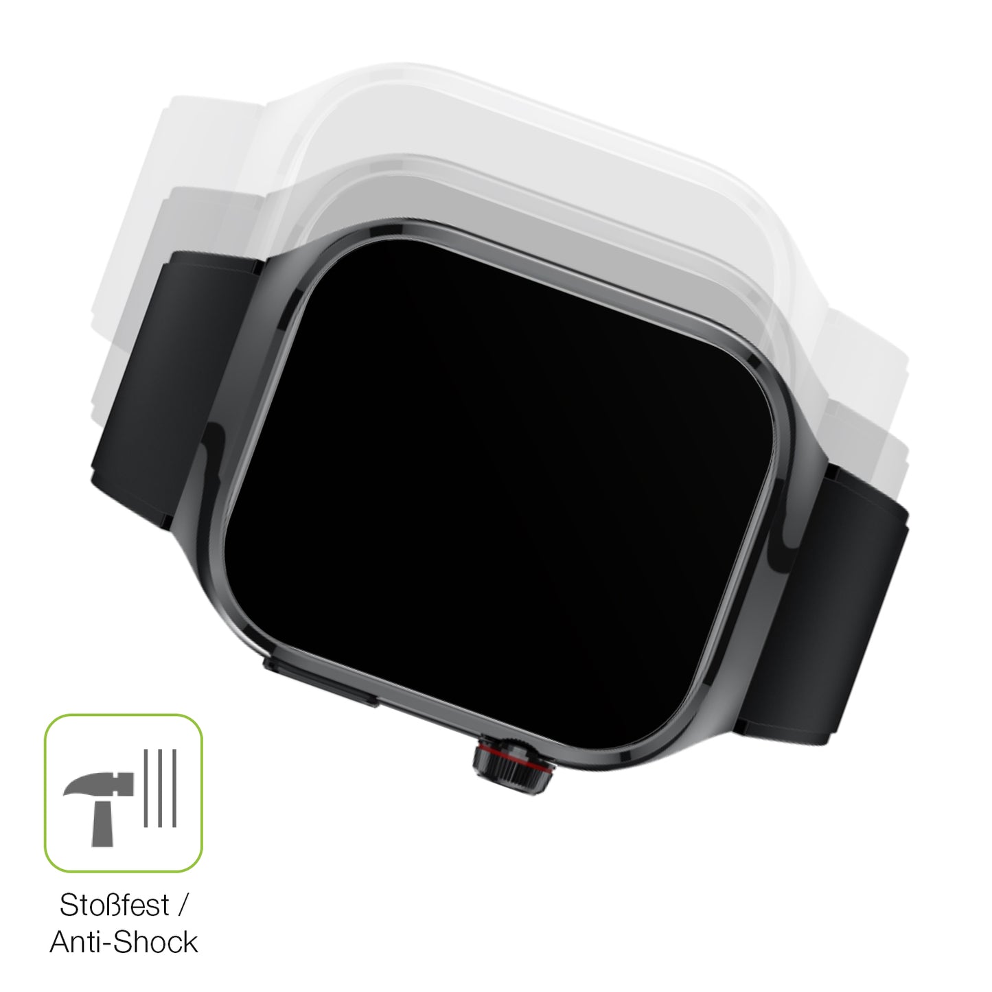 Schutz gegen Kratzer auf dem TK 16 Smartwatch 2.04 Zoll Glas durch Schlüssel, Stöße gegen die Tischkante oder Stürze