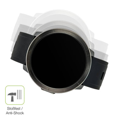 Schutz gegen Kratzer auf dem Watchmark Kardiowatch WM18 Plus Glas durch Schlüssel, Stöße gegen die Tischkante oder Stürze