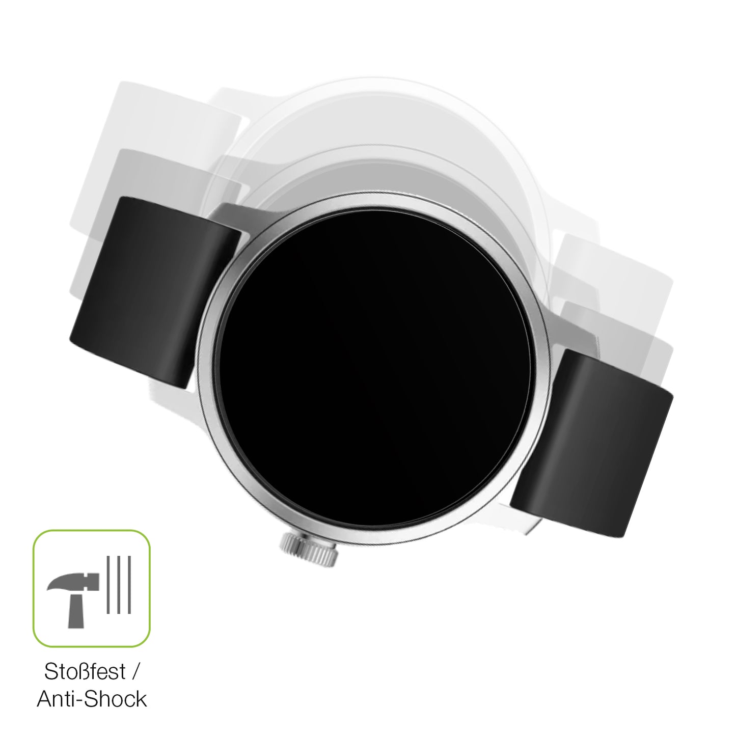 Schutz gegen Kratzer auf dem Withings Scanwatch 42mm Gen. 1 Glas durch Schlüssel, Stöße gegen die Tischkante oder Stürze