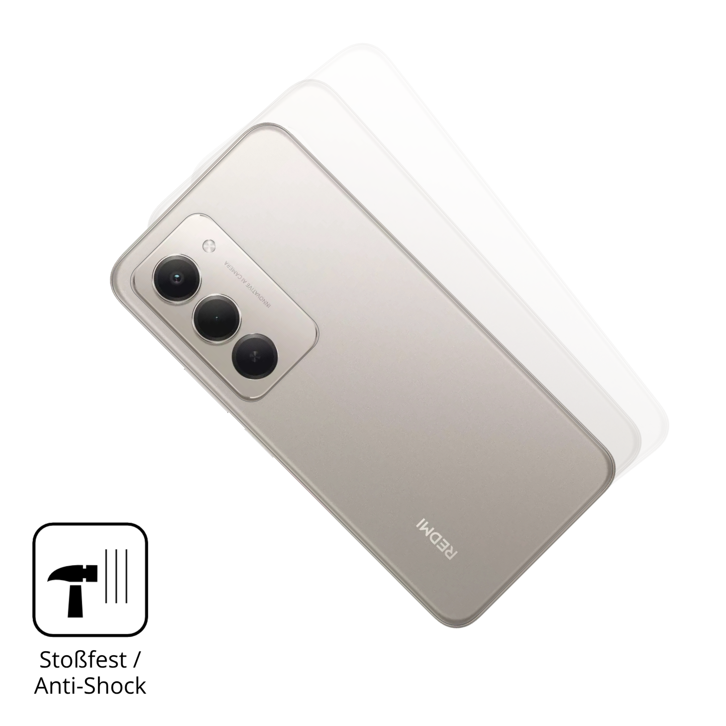 Schutz gegen Kratzer auf dem Xiaomi Redmi 15 4G R�ckseite Glas durch Schl�ssel, St��e gegen die Tischkante oder St�rze