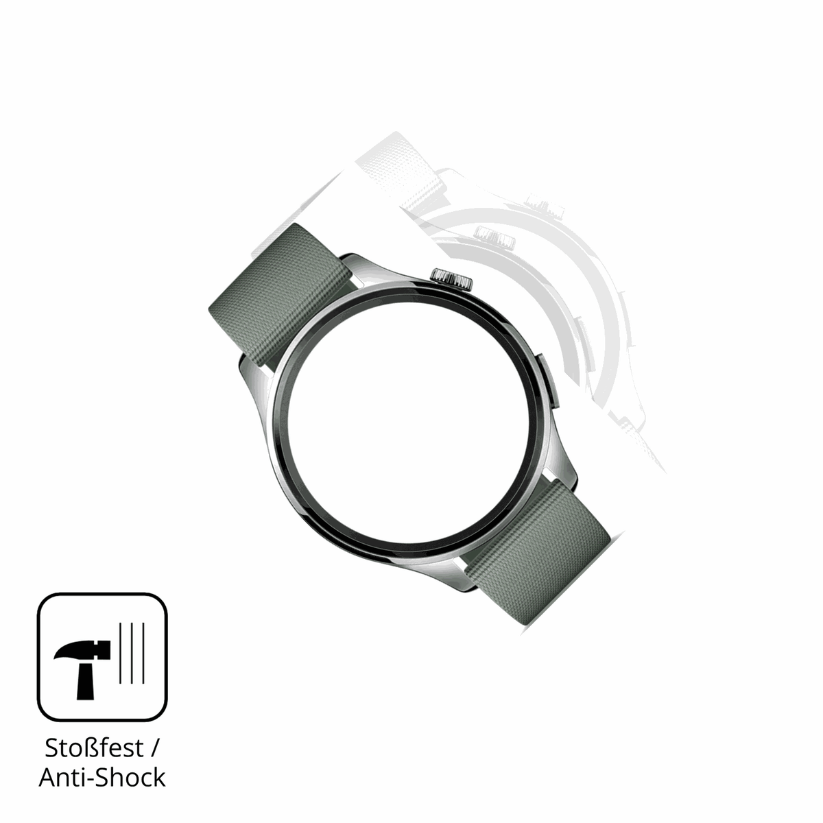Schutz gegen Kratzer auf dem Xiaomi Watch 5 Glas durch Schl�ssel, St��e gegen die Tischkante oder St�rze
