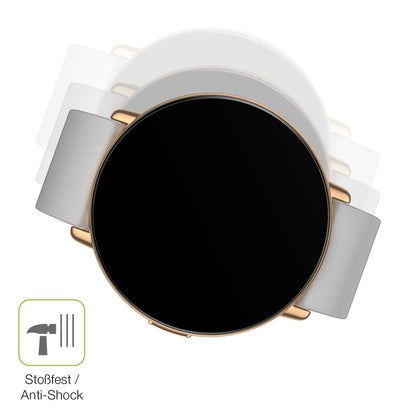 Schutz gegen Kratzer auf dem Zepp E Smartwatch Glas durch Schlüssel, Stöße gegen die Tischkante oder Stürze