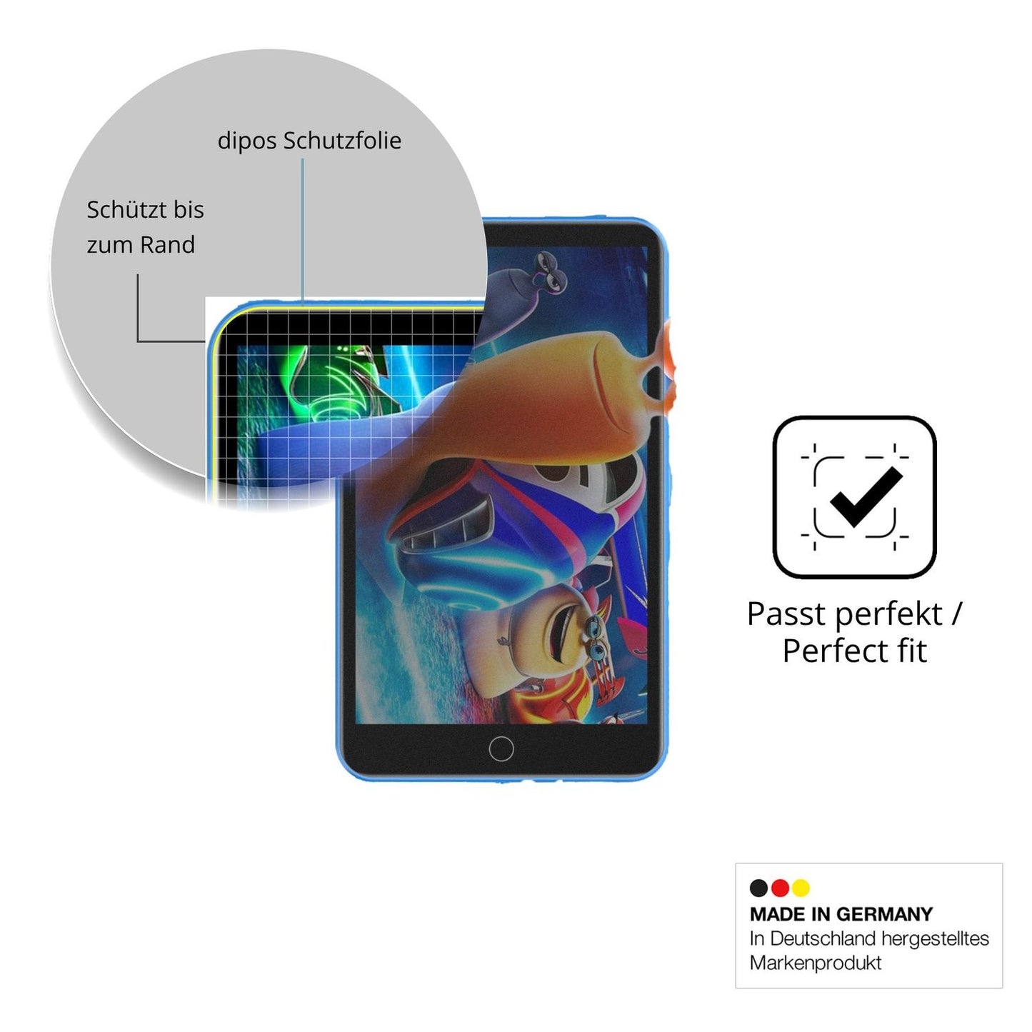 Schutz gegen Kratzer auf dem Diofox M8 MP3-Player Glas durch Schlüssel, Stöße gegen die Tischkante oder Stürze