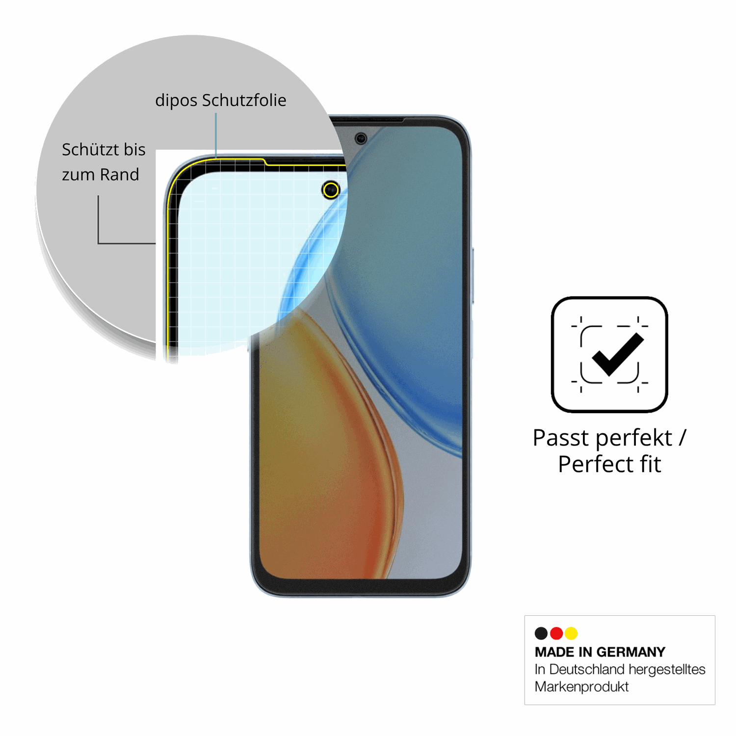 Schutz gegen Kratzer auf dem Honor Play 80 Plus Glas durch Schlüssel, Stöße gegen die Tischkante oder Stürze