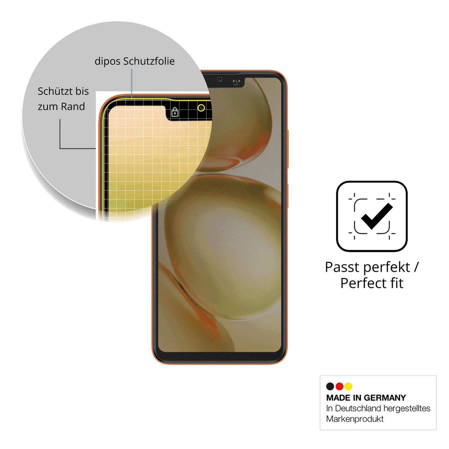 Schutz gegen Kratzer auf dem Itel A100 Pro Glas durch Schlüssel, Stöße gegen die Tischkante oder Stürze