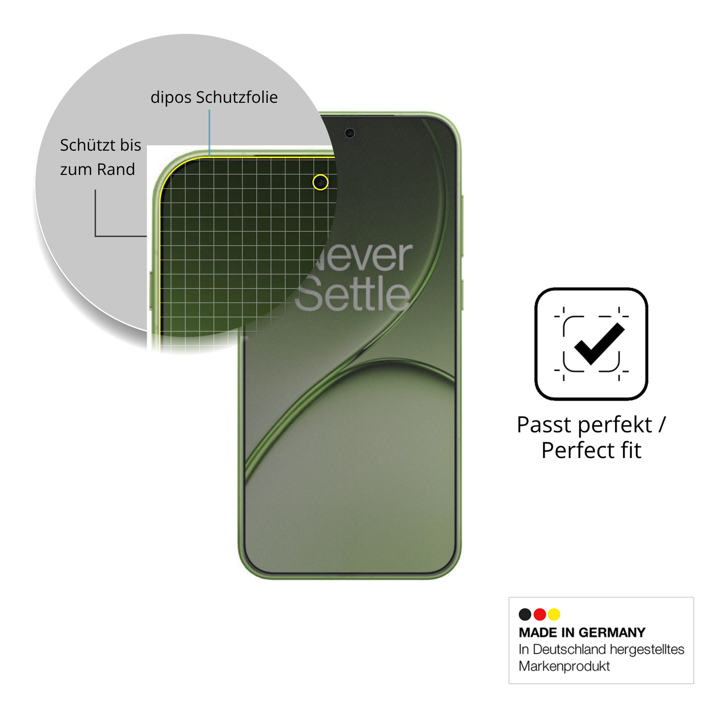 Schutz gegen Kratzer auf dem OnePlus 15T Glas durch Schl�ssel, St��e gegen die Tischkante oder St�rze