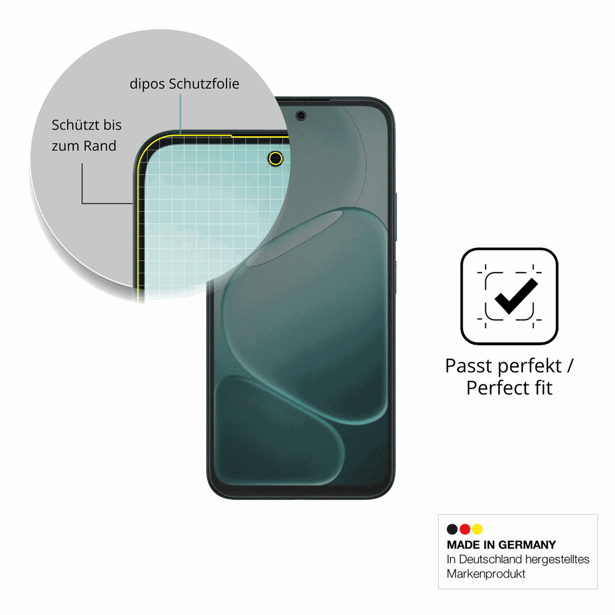 Schutz gegen Kratzer auf dem Oppo A6 5G CPH2831 Glas durch Schlüssel, Stöße gegen die Tischkante oder Stürze