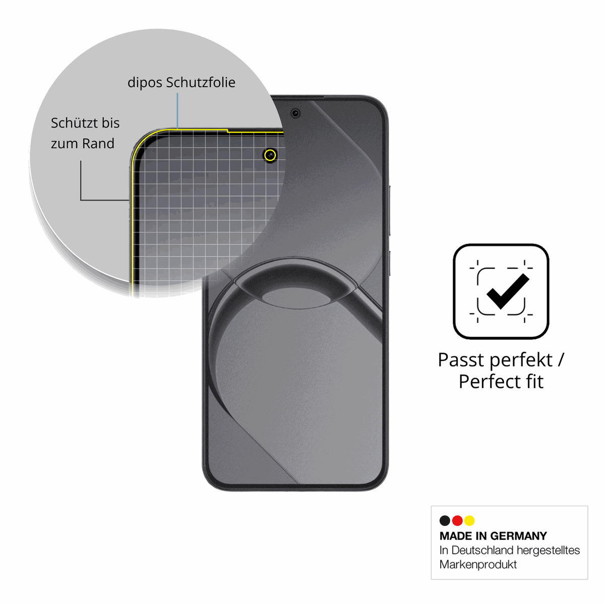 Schutz gegen Kratzer auf dem Realme 16 Glas durch Schl�ssel, St��e gegen die Tischkante oder St�rze