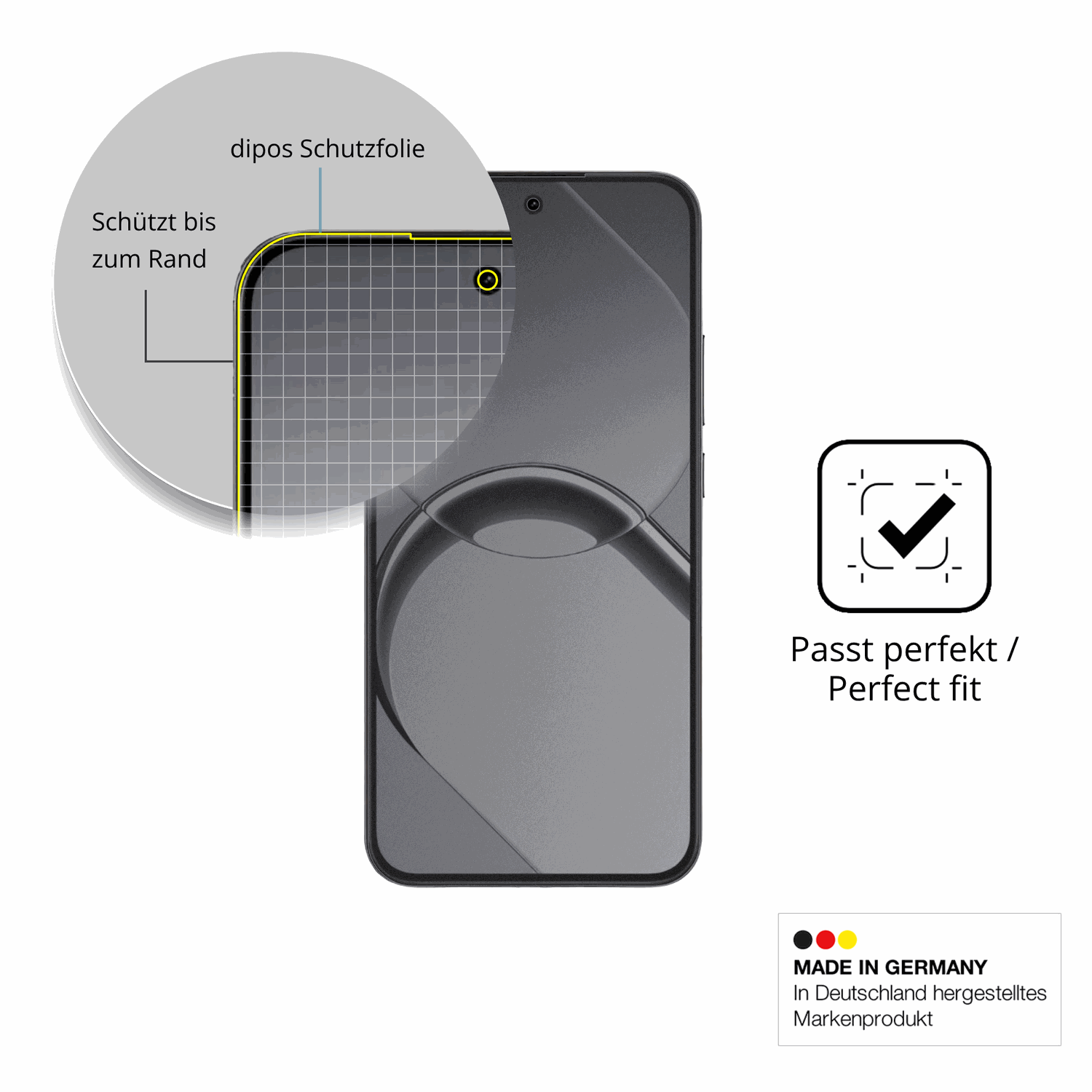 Schutz gegen Kratzer auf dem Realme 16 Glas durch Schl�ssel, St��e gegen die Tischkante oder St�rze