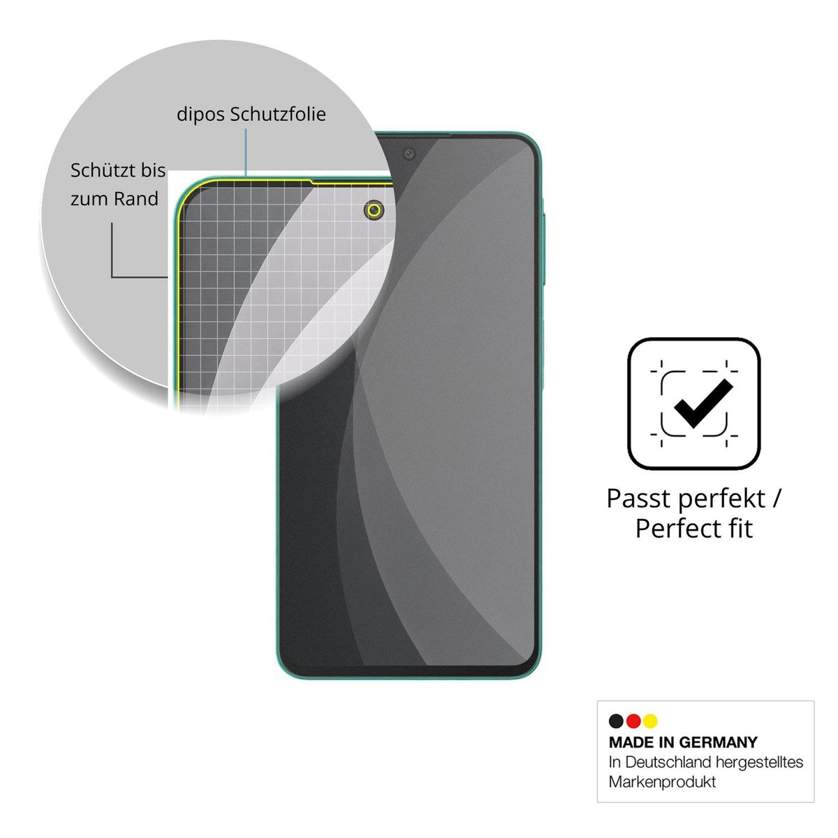 Schutz gegen Kratzer auf dem Samsung Galaxy F70 Pro 5G Glas durch Schlüssel, Stöße gegen die Tischkante oder Stürze