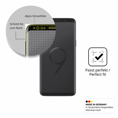 Schutz gegen Kratzer auf dem Samsung Galaxy S9 Glas durch Schlüssel, Stöße gegen die Tischkante oder Stürze