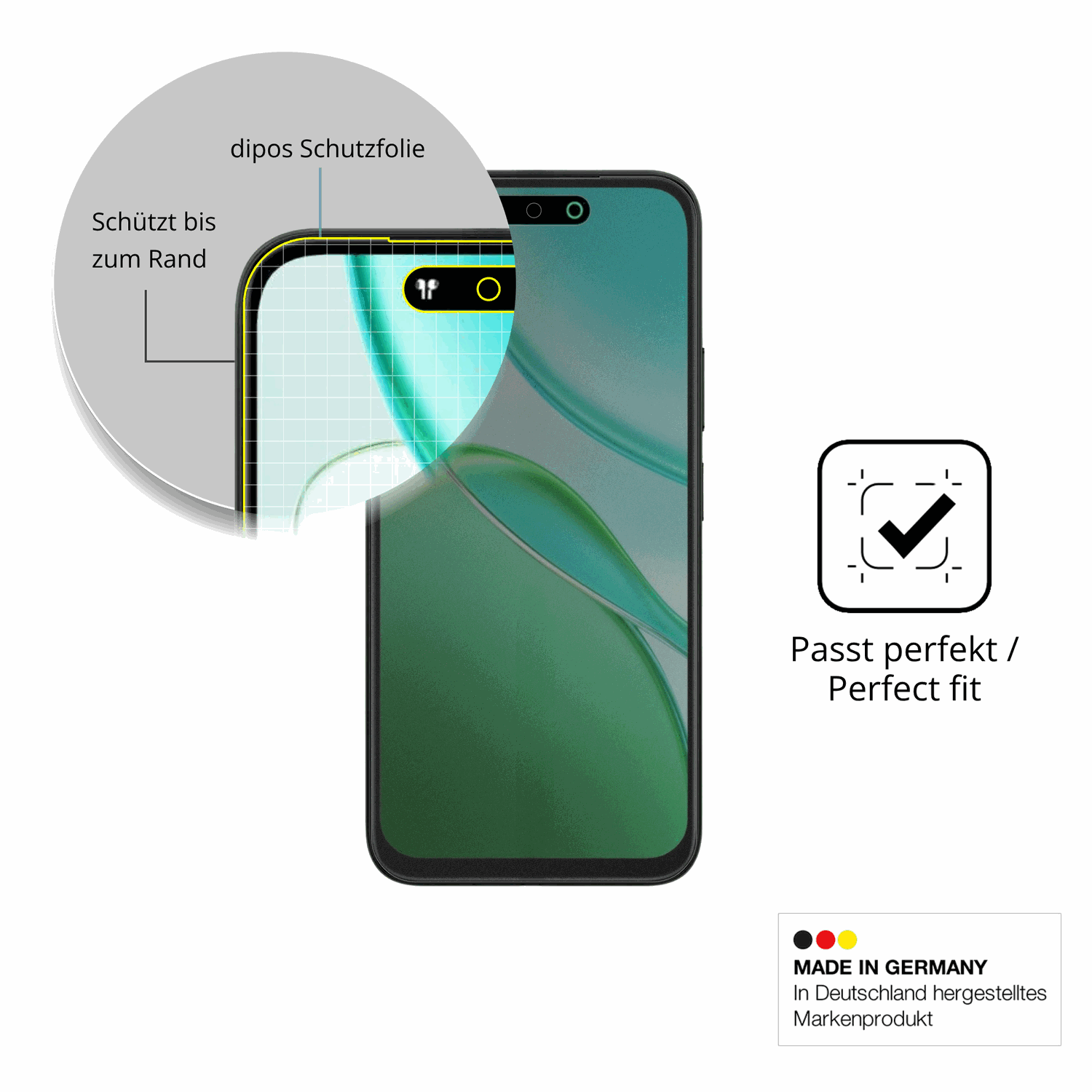 Schutz gegen Kratzer auf dem Vivo T5x Glas durch Schlüssel, Stöße gegen die Tischkante oder Stürze