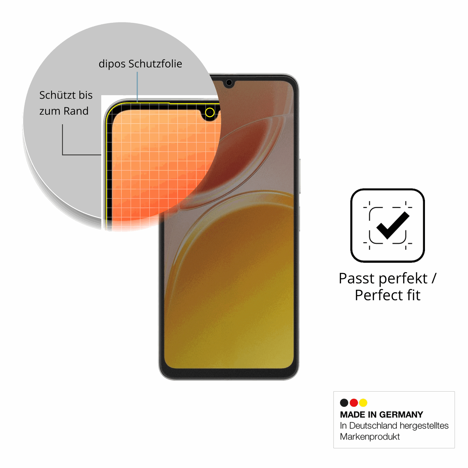 Schutz gegen Kratzer auf dem Vivo Y11 5G Glas durch Schlüssel, Stöße gegen die Tischkante oder Stürze