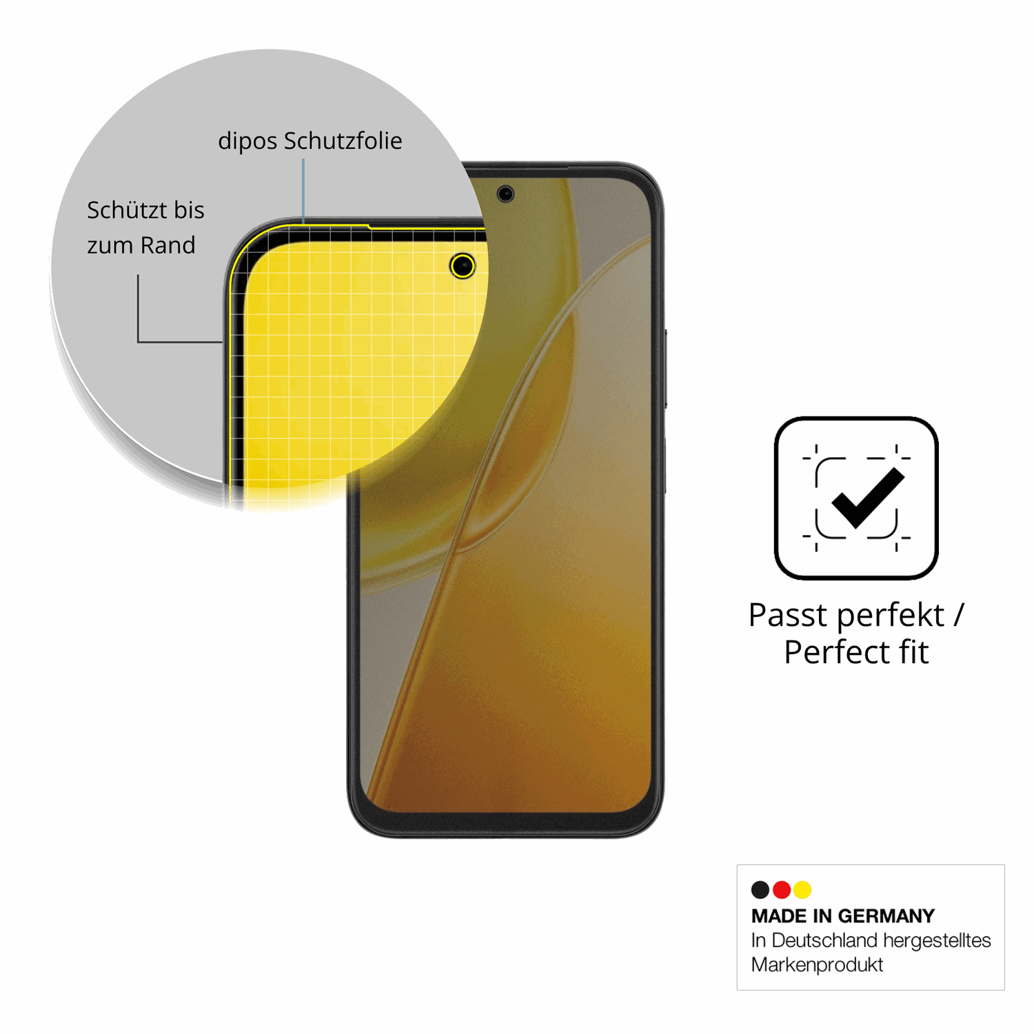 Schutz gegen Kratzer auf dem Vivo Y51 Pro 5G Glas durch Schlüssel, Stöße gegen die Tischkante oder Stürze