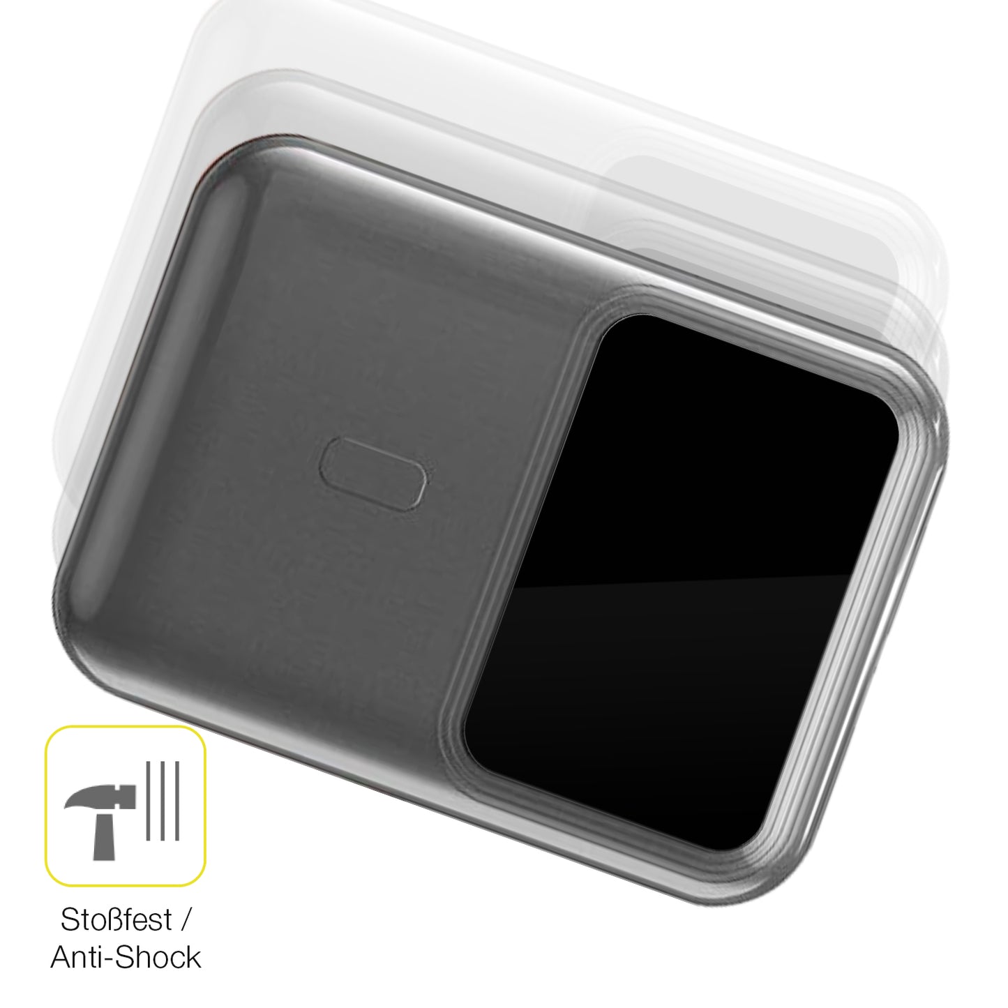 Schutz gegen Kratzer auf dem hganus PowerBank H5 Glas durch Schlüssel oder Ähnliches