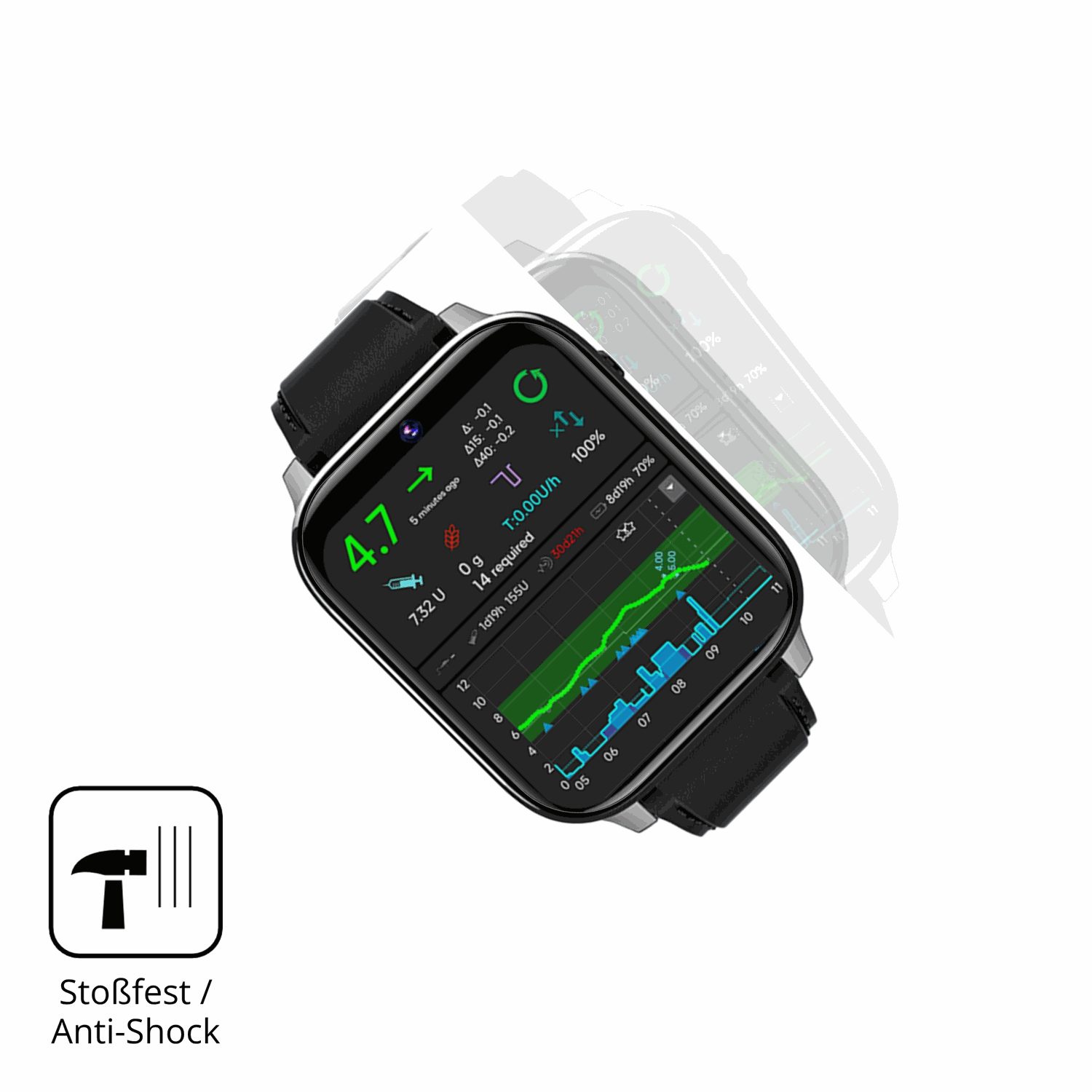 Schutz gegen Kratzer auf dem Rogbid Z10 Smartwatch Glas durch Schlüssel oder Ähnliches