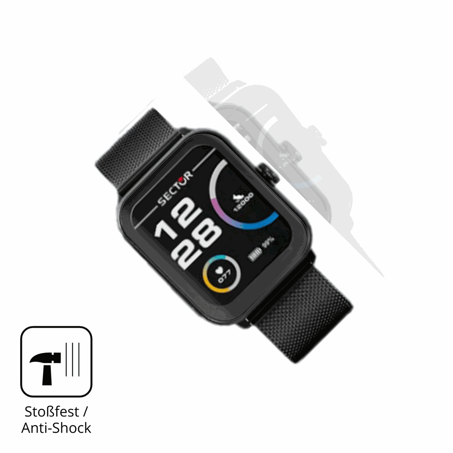 Schutz gegen Kratzer auf dem Sector Smartwatch S-08 Glas durch Schl�ssel oder �hnliches