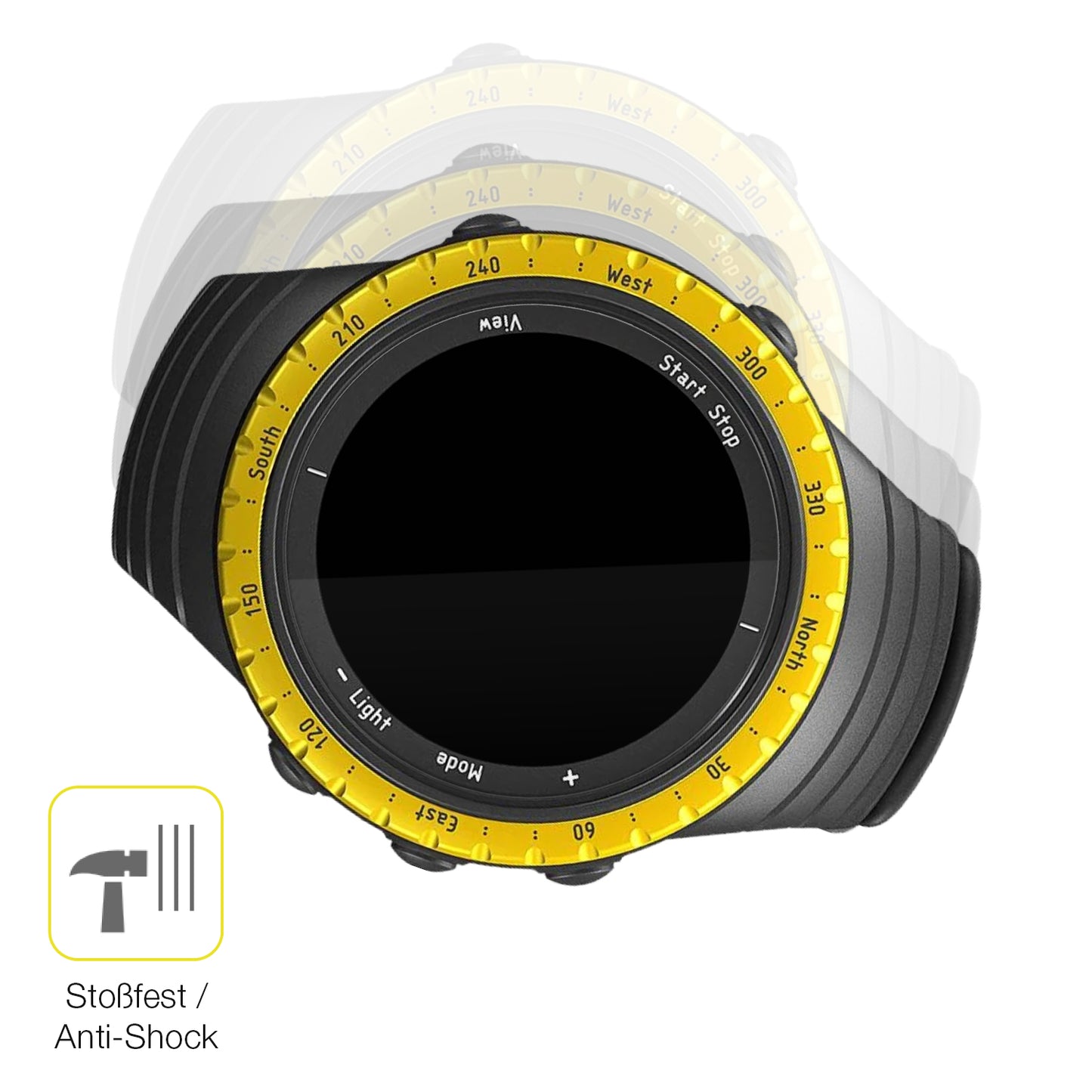 Schutz gegen Kratzer auf dem Suunto Core Black Yellow Glas durch Schlüssel oder Ähnliches