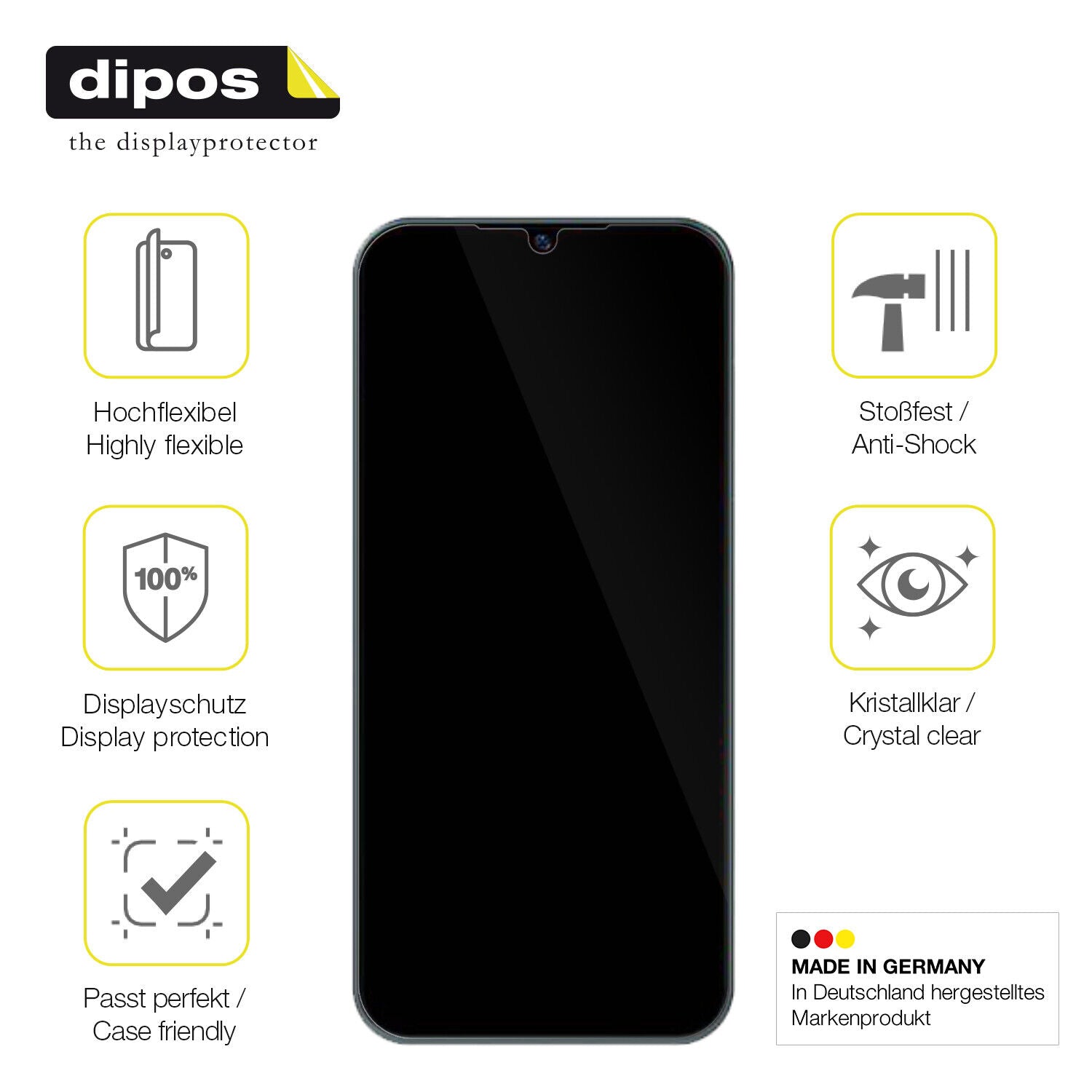 Displayschutz hergestellt in Deutschland, höchste Qualität made in Germany