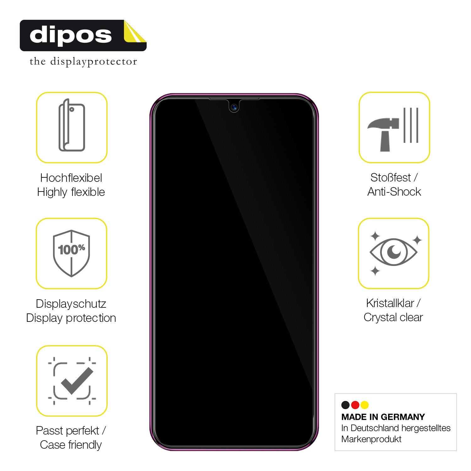 Displayschutz hergestellt in Deutschland, höchste Qualität made in Germany