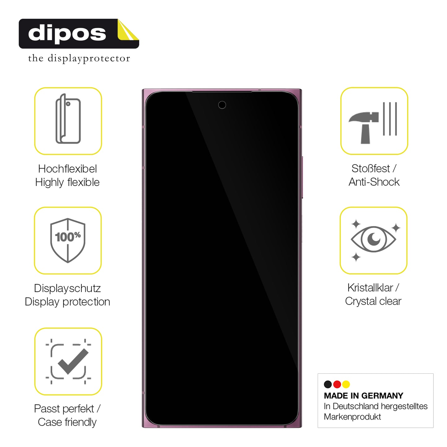 Displayschutz hergestellt in Deutschland, höchste Qualität made in Germany