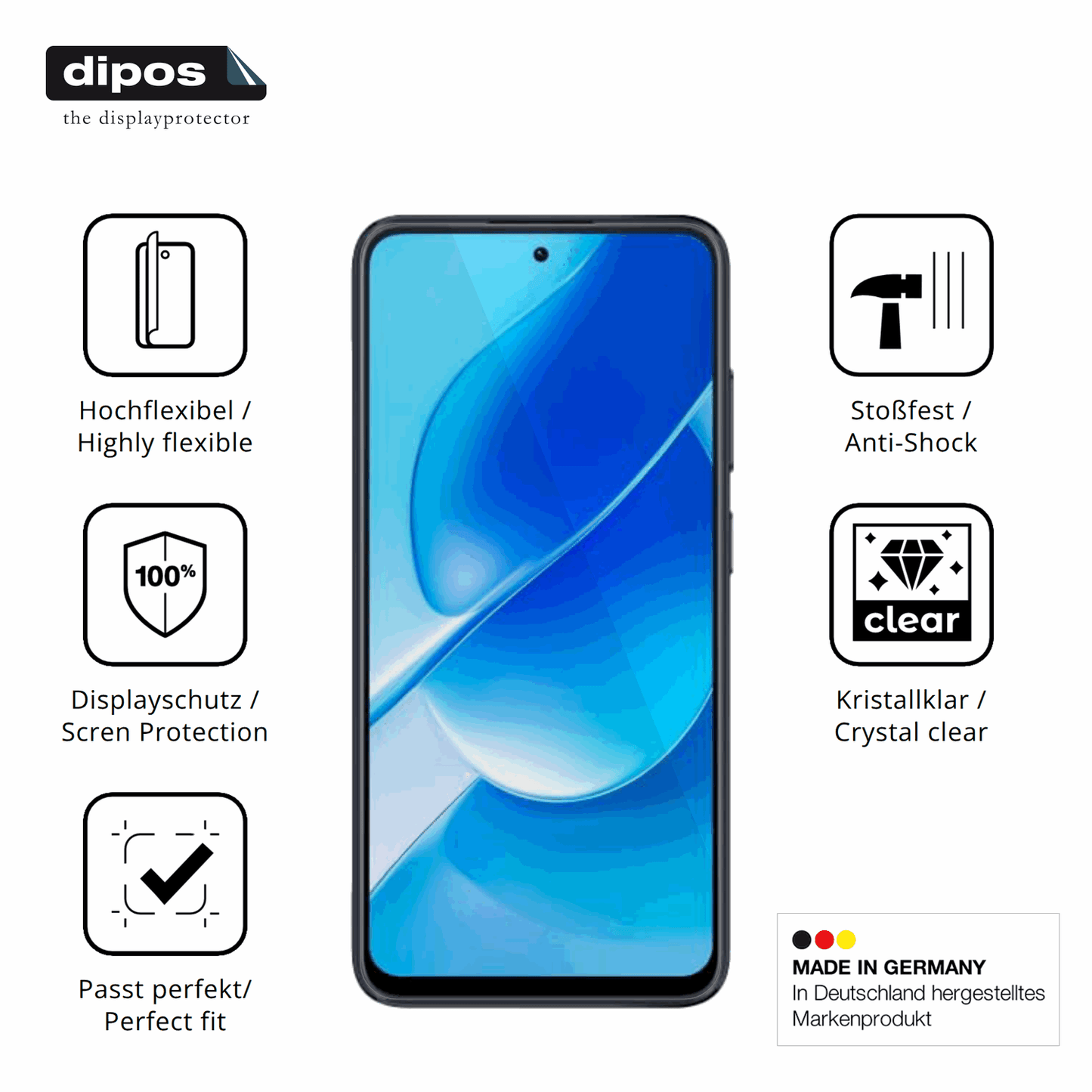Displayschutz hergestellt in Deutschland, höchste Qualität made in Germany