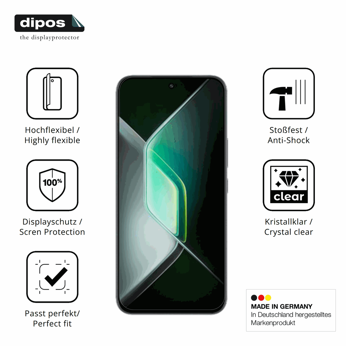Displayschutz hergestellt in Deutschland, höchste Qualität made in Germany