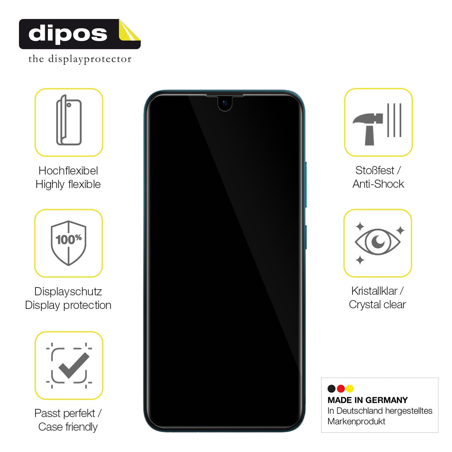 Displayschutz hergestellt in Deutschland, höchste Qualität made in Germany
