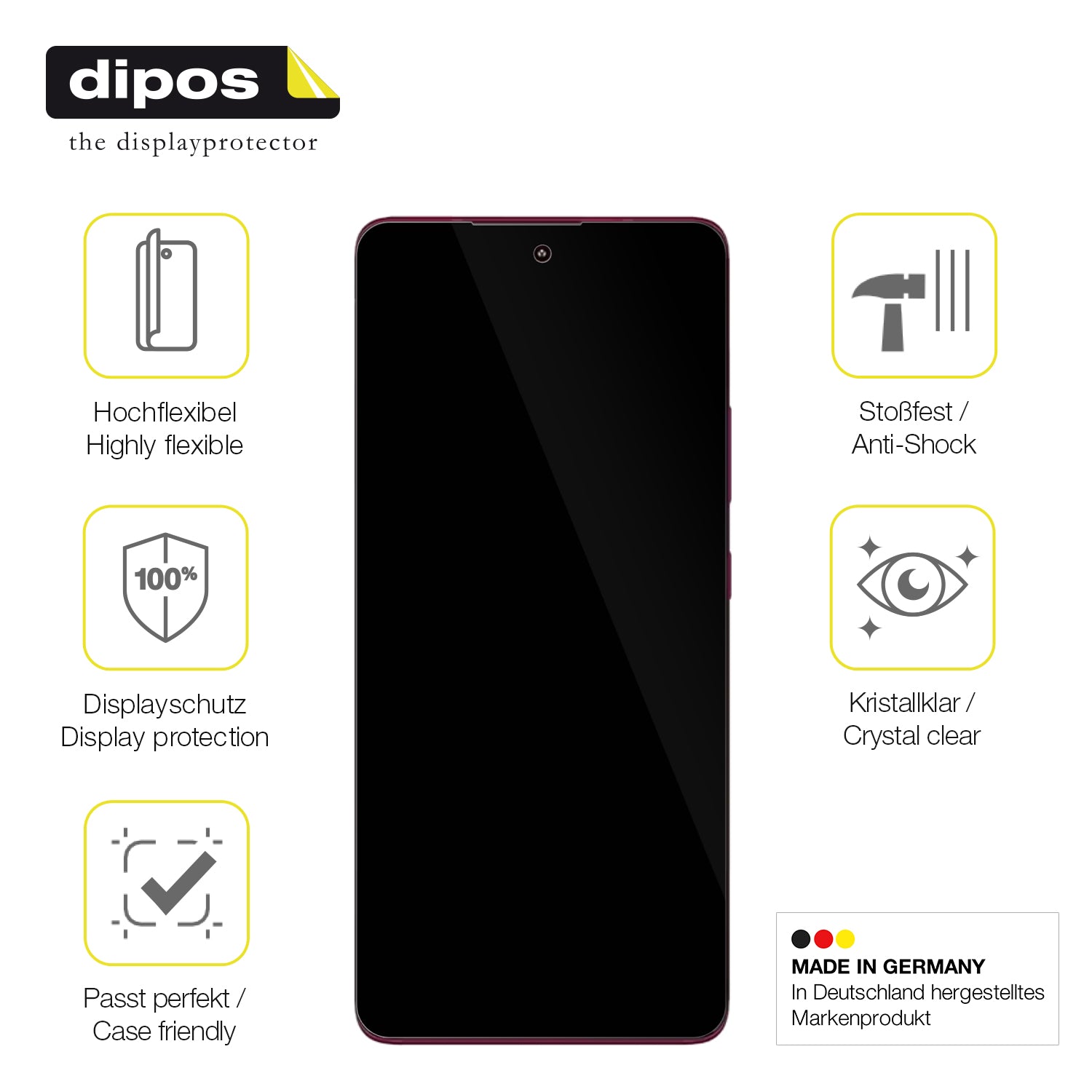 Displayschutz hergestellt in Deutschland, höchste Qualität made in Germany