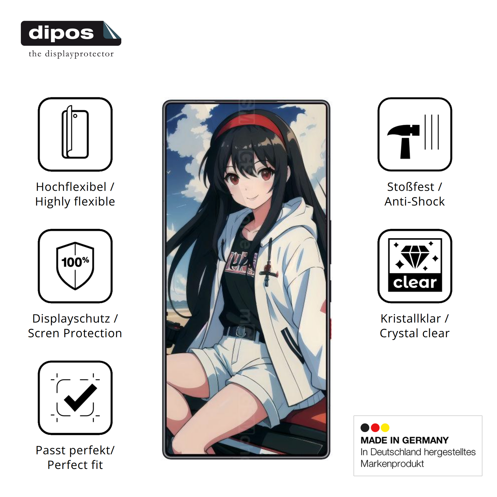 Displayschutz hergestellt in Deutschland, höchste Qualität made in Germany