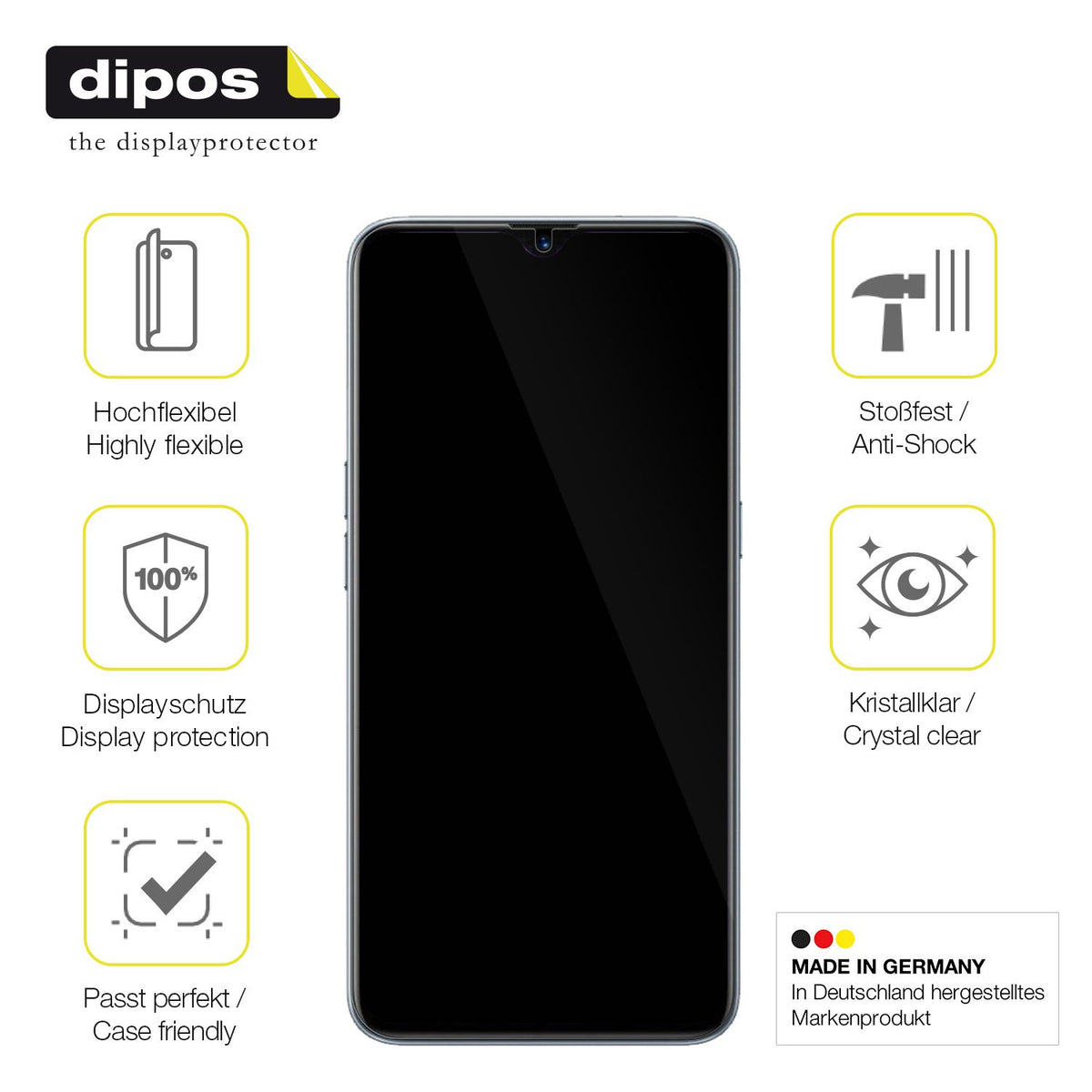 Displayschutz hergestellt in Deutschland, höchste Qualität made in Germany