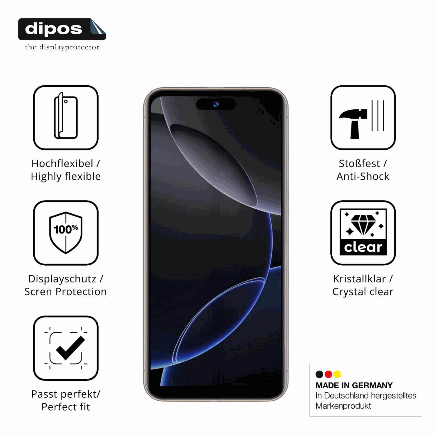 Displayschutz hergestellt in Deutschland, höchste Qualität made in Germany