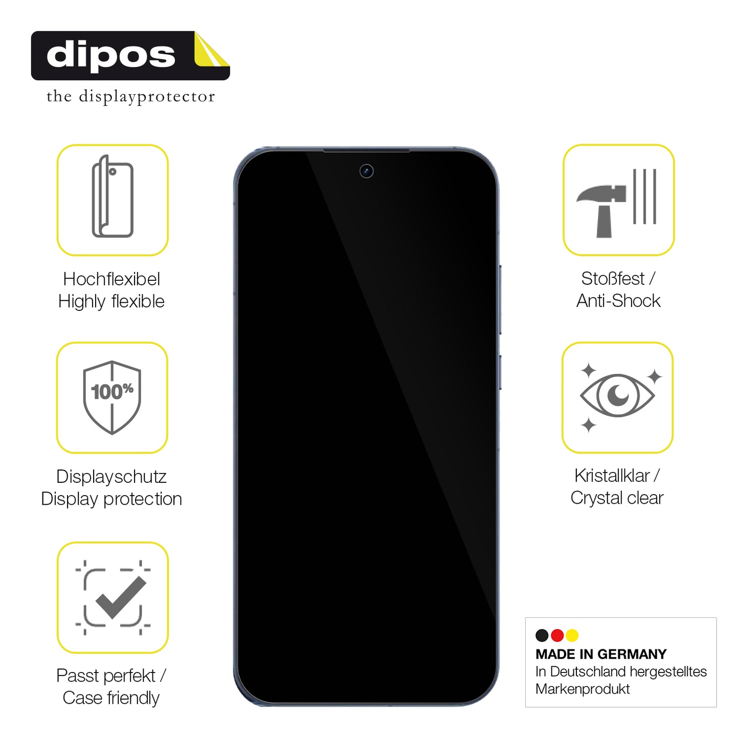 Displayschutz hergestellt in Deutschland, höchste Qualität made in Germany
