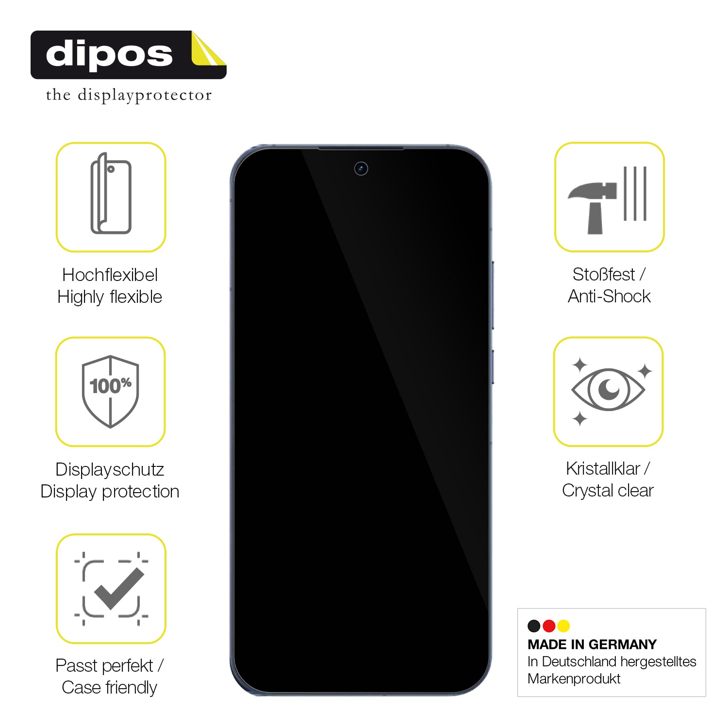 Displayschutz hergestellt in Deutschland, höchste Qualität made in Germany