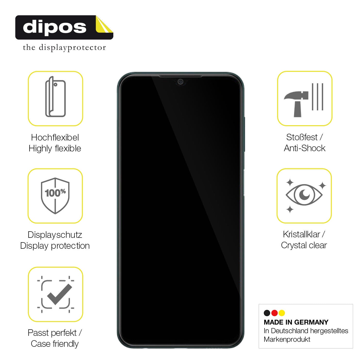 Displayschutz hergestellt in Deutschland, höchste Qualität made in Germany