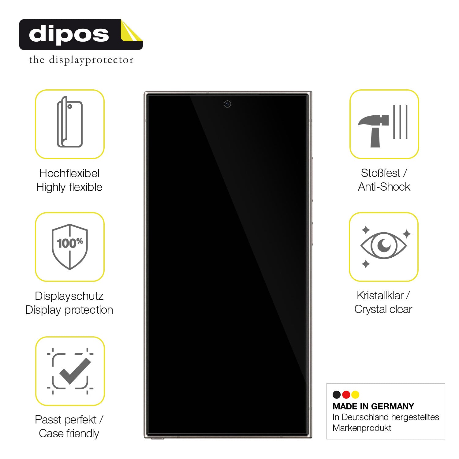 Displayschutz hergestellt in Deutschland, höchste Qualität made in Germany