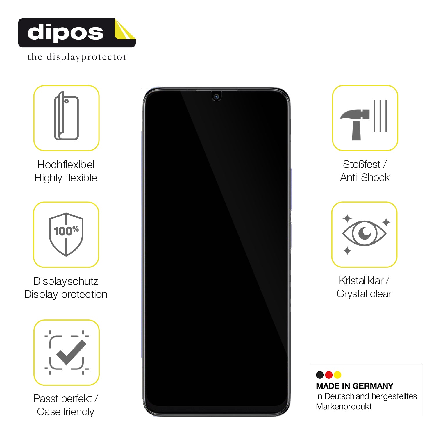 Displayschutz hergestellt in Deutschland, höchste Qualität made in Germany