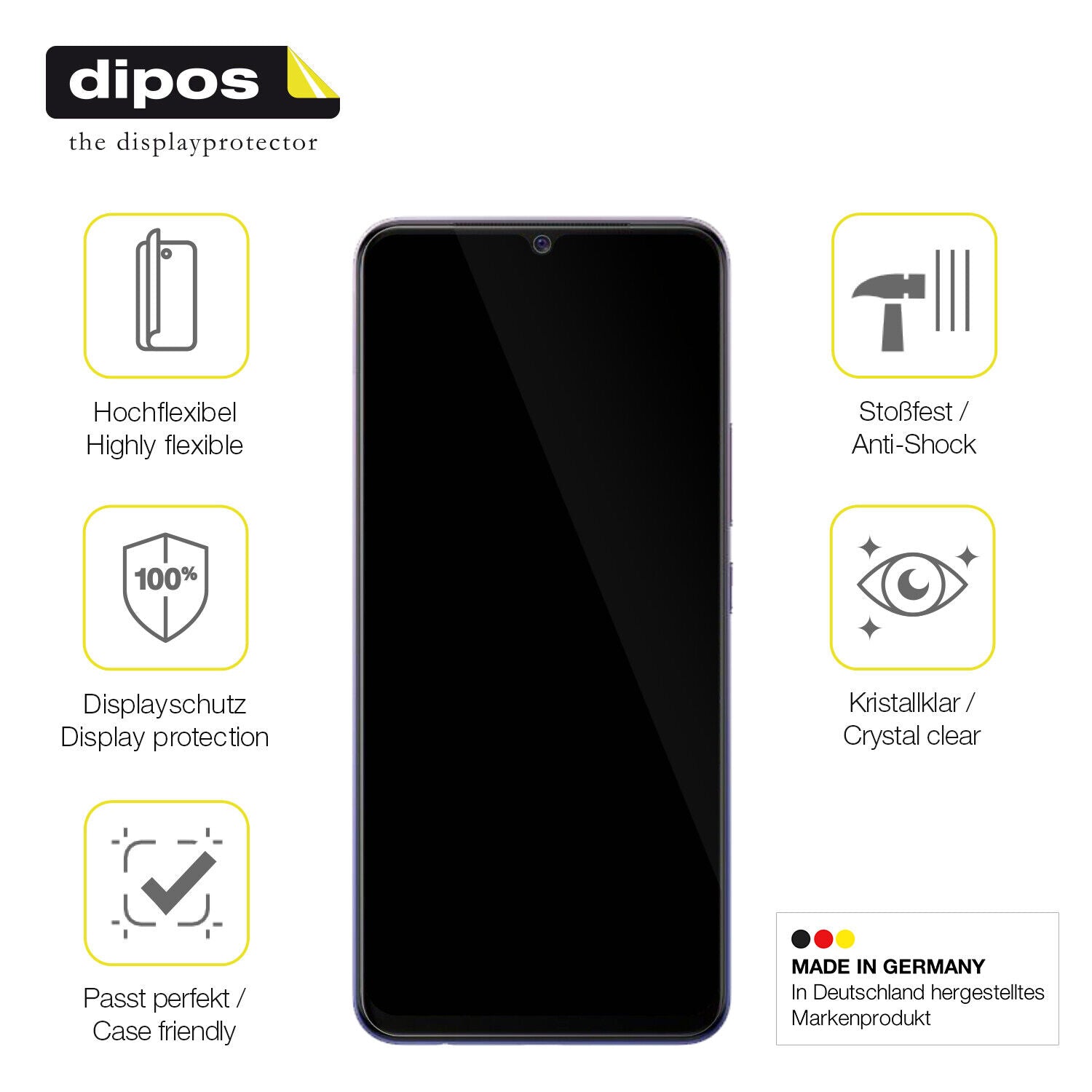 Displayschutz hergestellt in Deutschland, höchste Qualität made in Germany