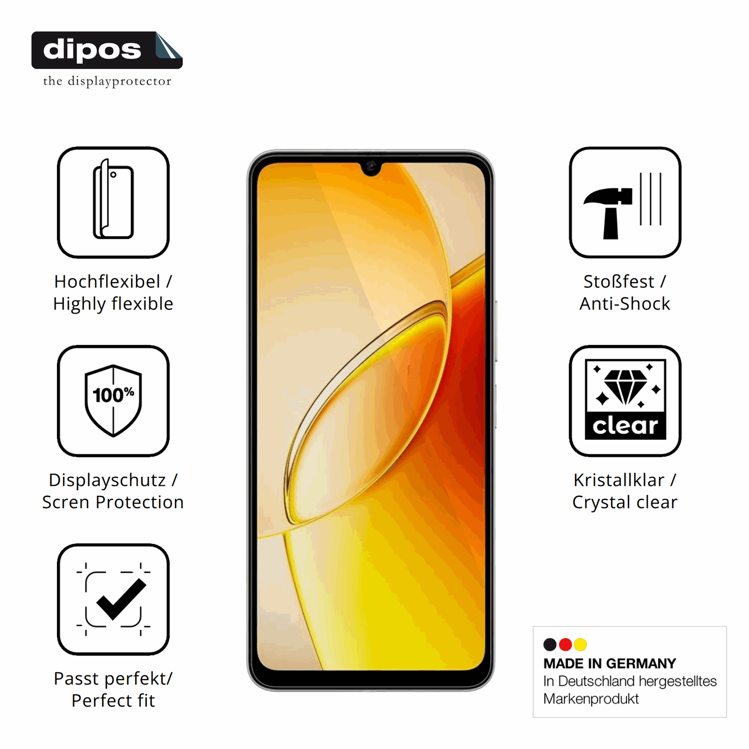 Displayschutz hergestellt in Deutschland, höchste Qualität made in Germany