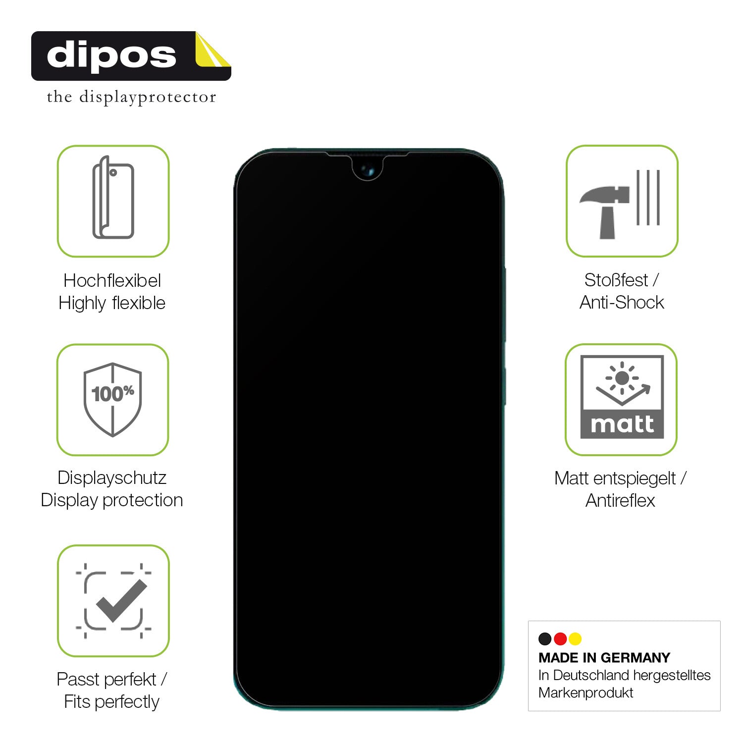 Displayschutz hergestellt in Deutschland, höchste Qualität made in Germany