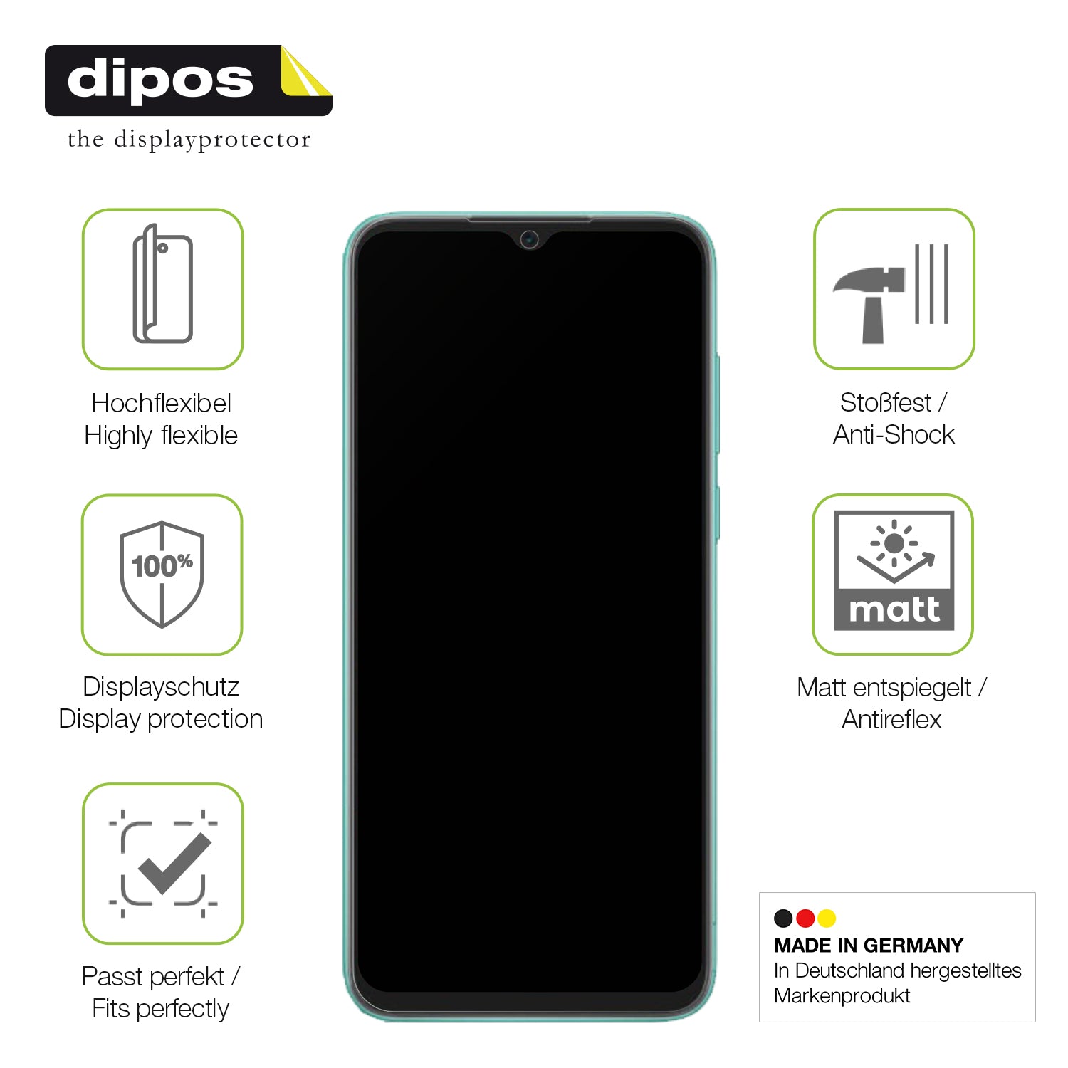 Displayschutz hergestellt in Deutschland, höchste Qualität made in Germany