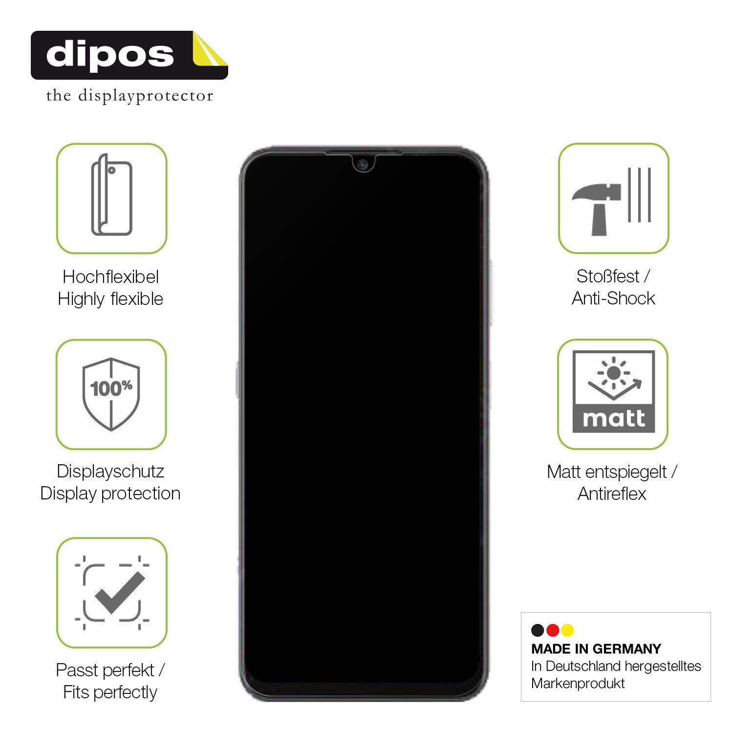 Displayschutz hergestellt in Deutschland, höchste Qualität made in Germany