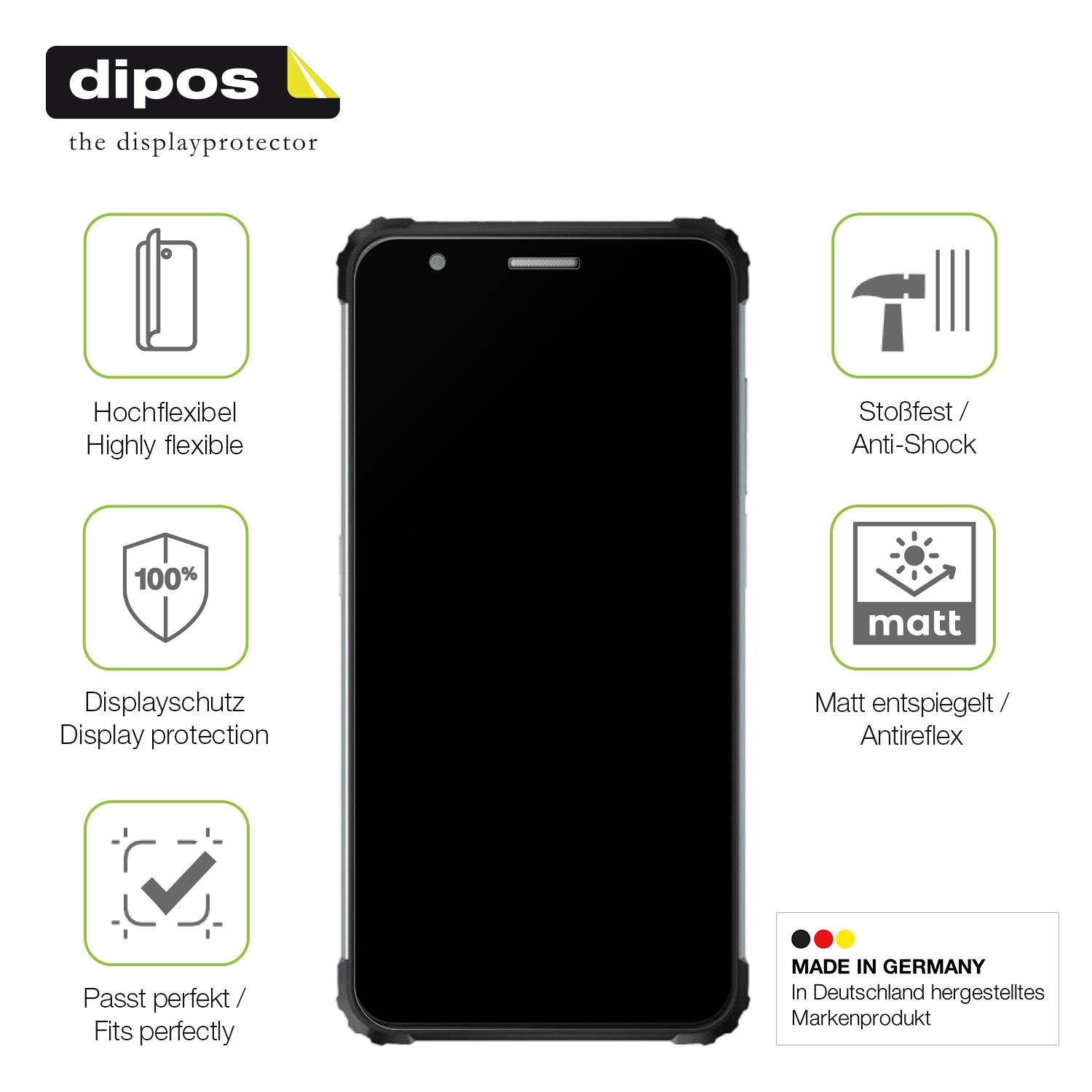Displayschutz hergestellt in Deutschland, höchste Qualität made in Germany