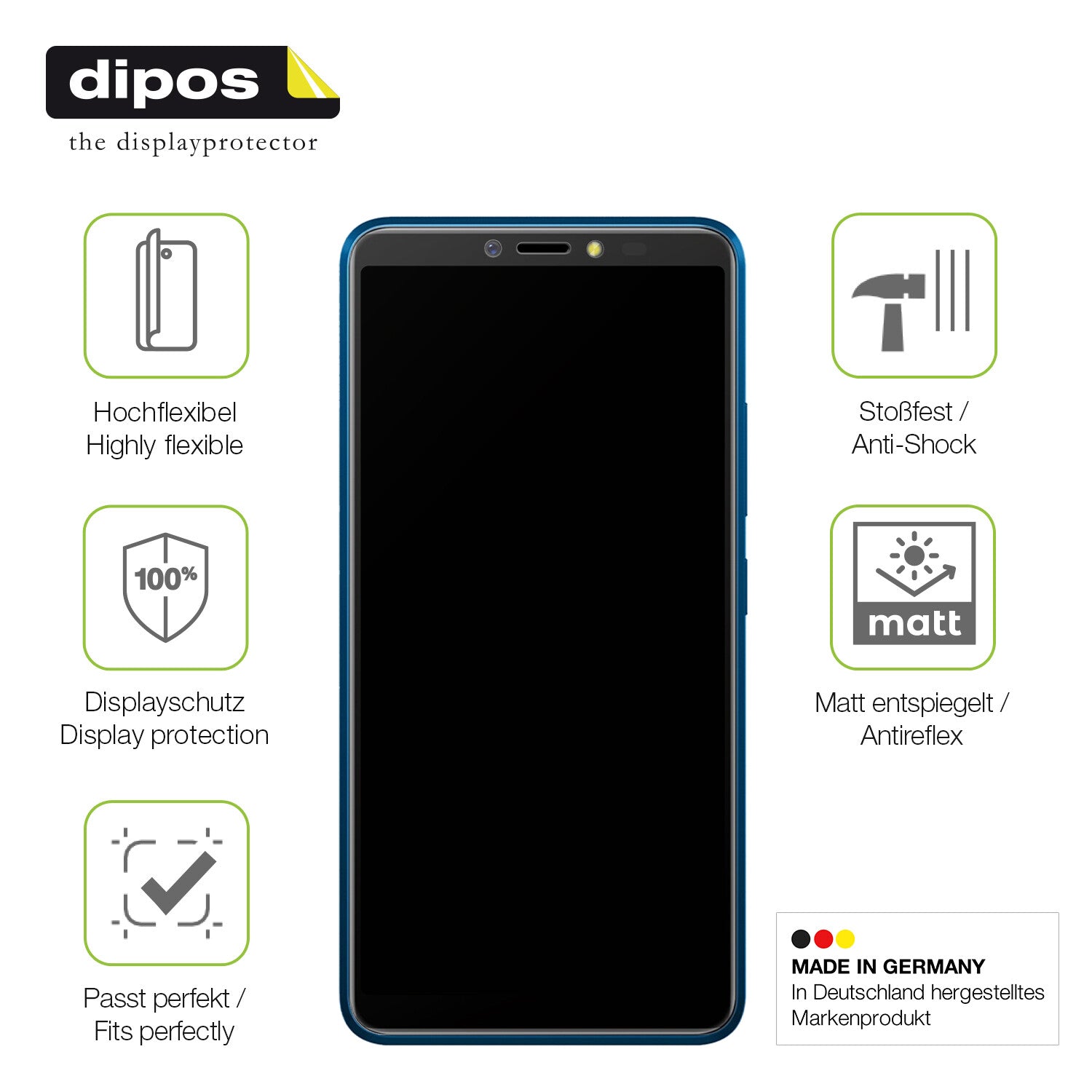 Displayschutz hergestellt in Deutschland, höchste Qualität made in Germany