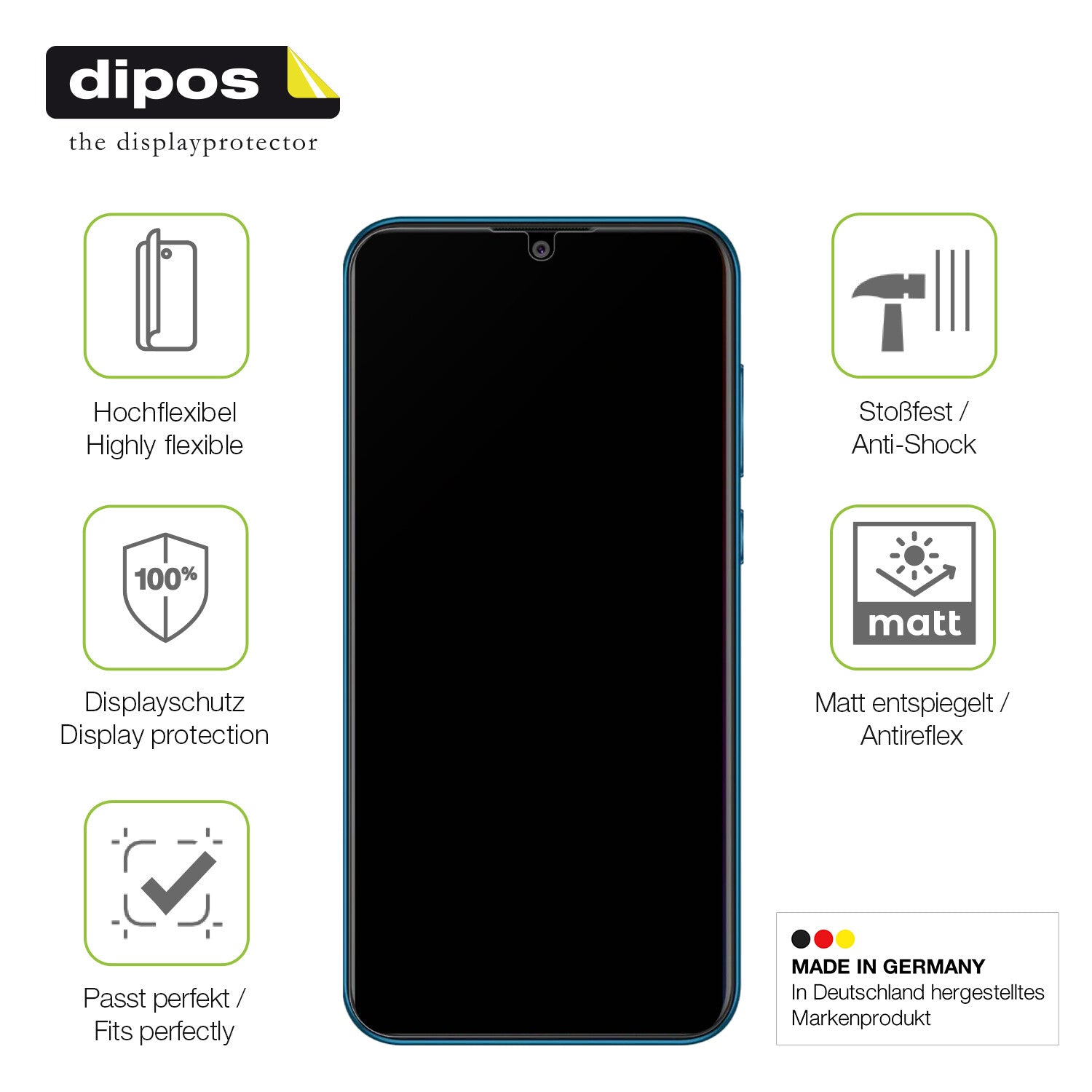Displayschutz hergestellt in Deutschland, höchste Qualität made in Germany