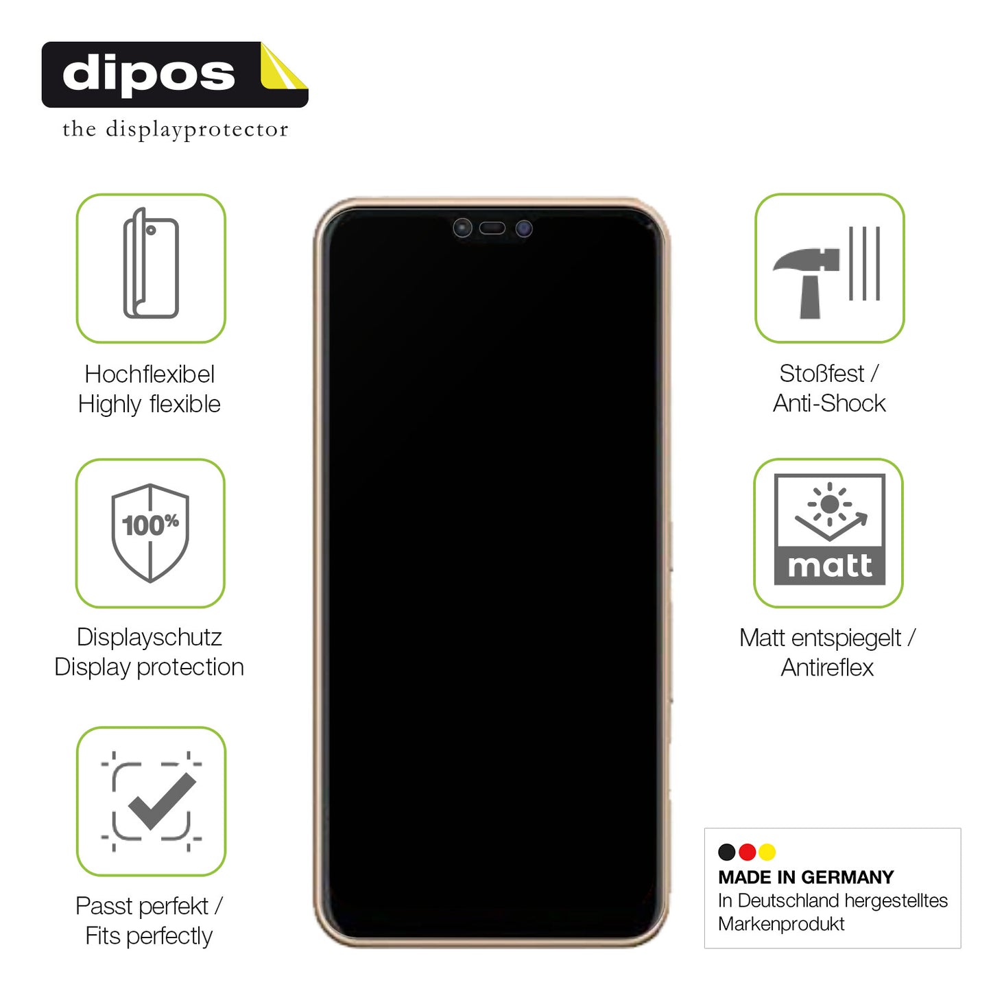 Displayschutz hergestellt in Deutschland, höchste Qualität made in Germany