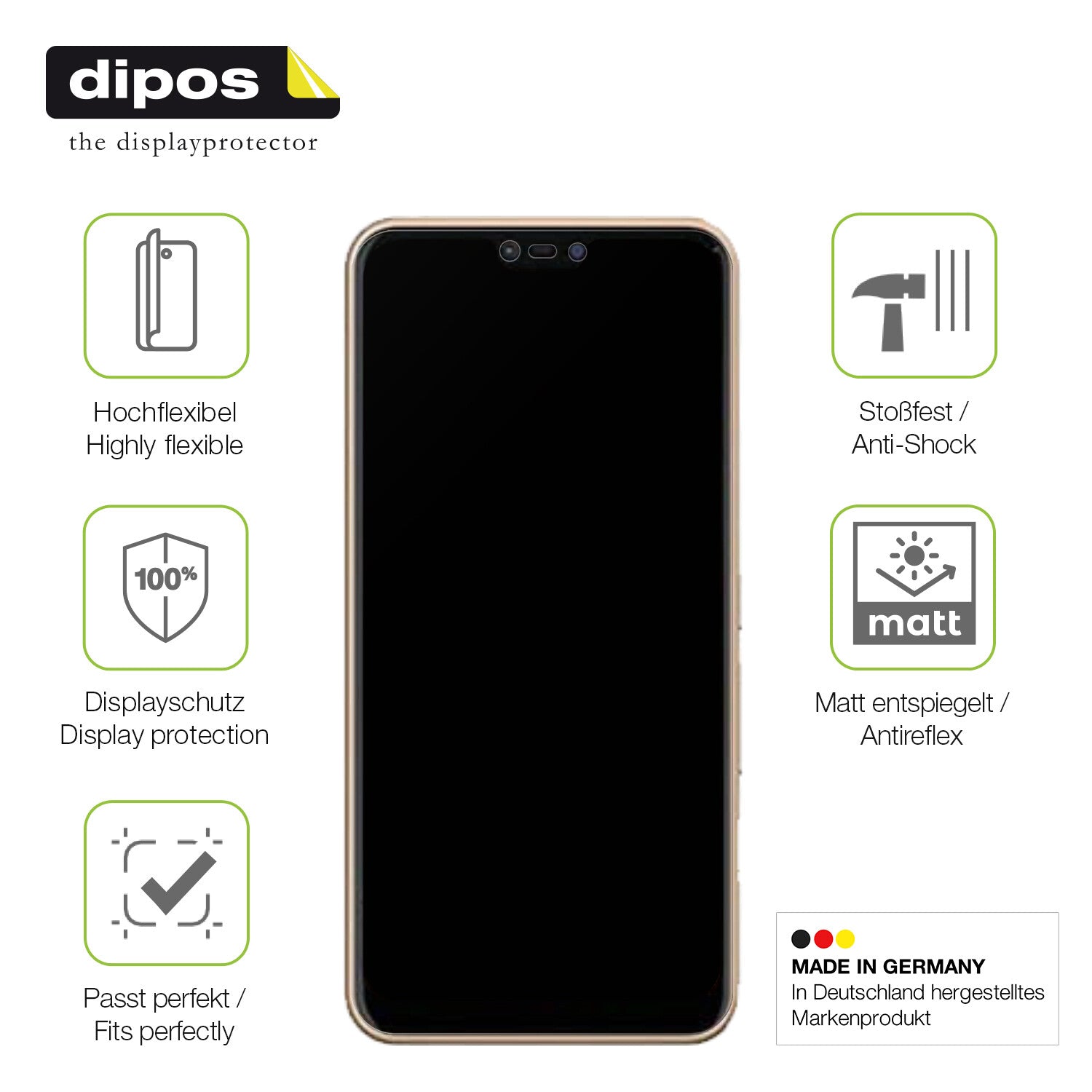 Displayschutz hergestellt in Deutschland, höchste Qualität made in Germany