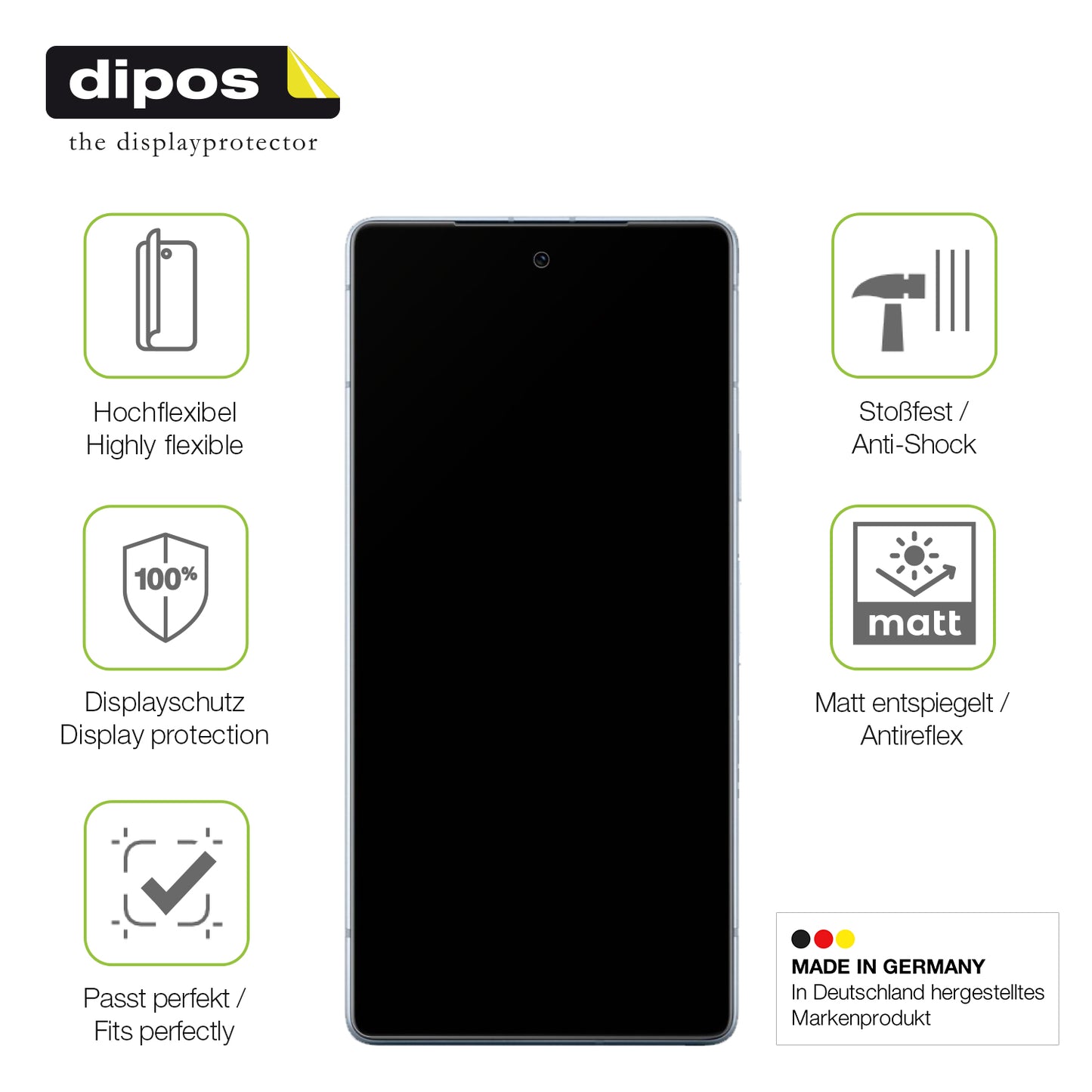Displayschutz hergestellt in Deutschland, höchste Qualität made in Germany